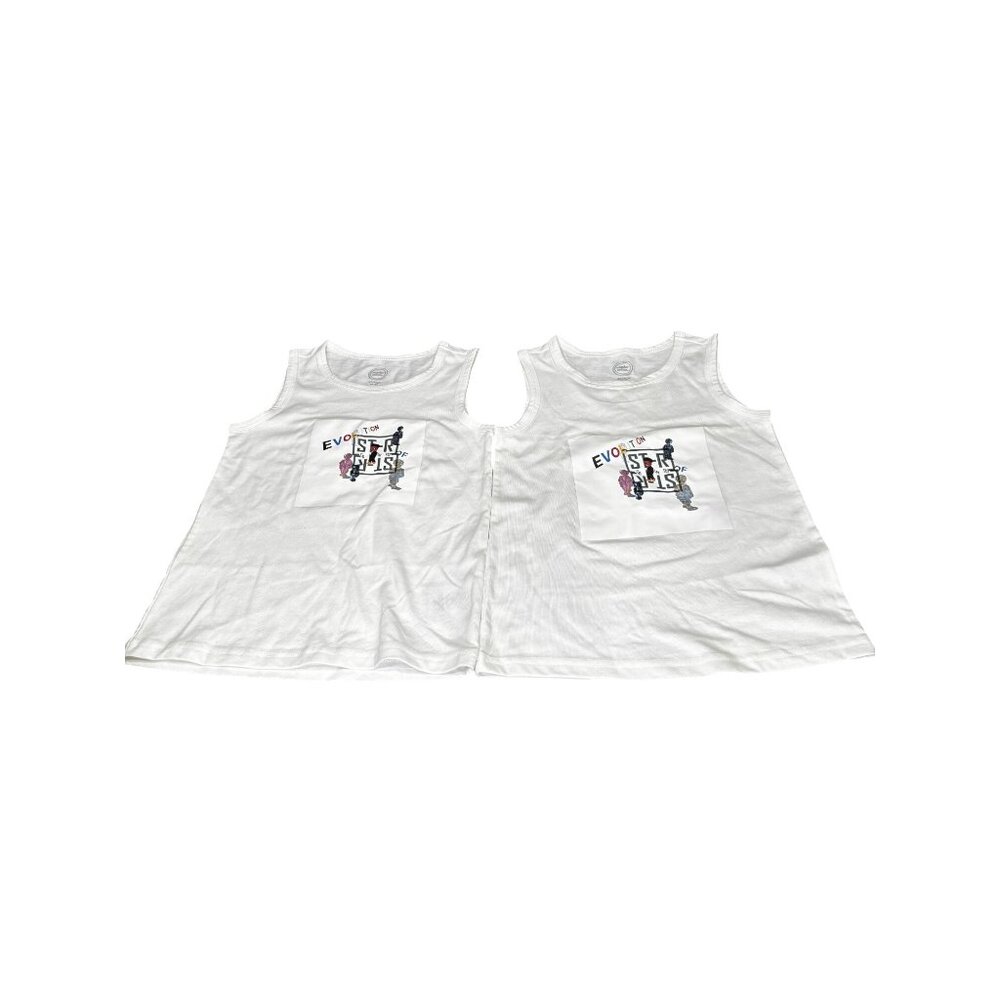 Conjoined White Sleeveless Tank Tops "Evolution Of Justice" Wonder Nation XS 4/5